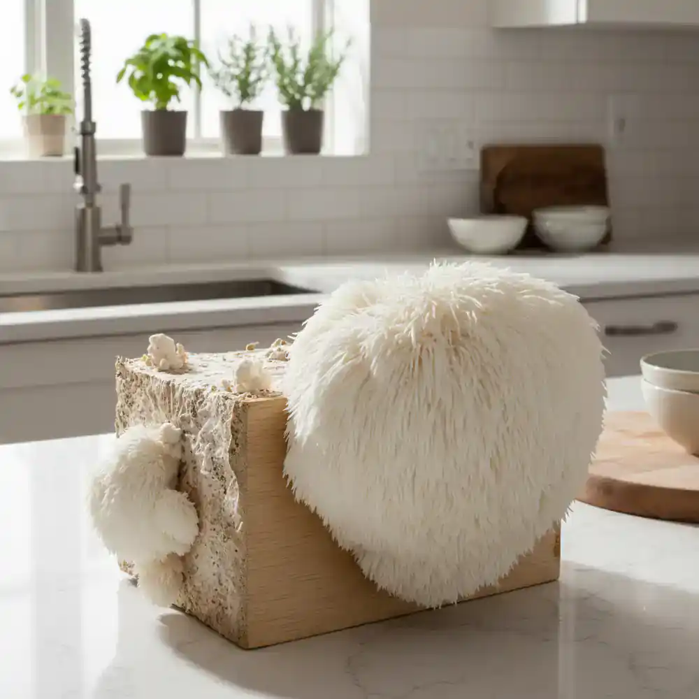 Medicinal mushroom kit ready for harvest